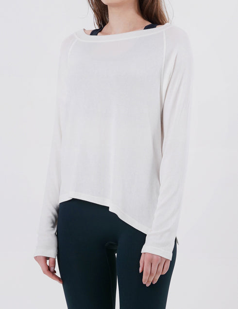 Wide Neck Slit Long Sleeve